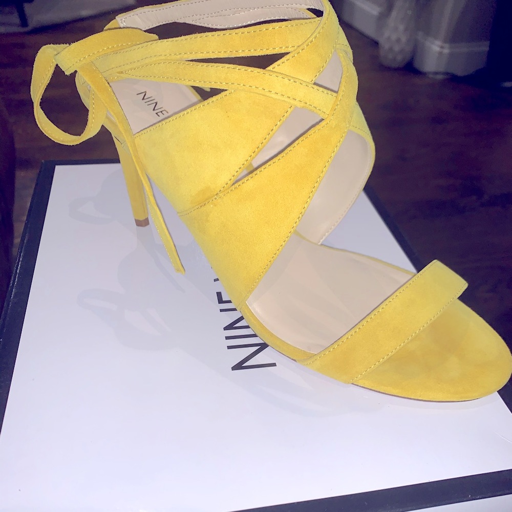 Nine West Yellow ankle lace up sandals